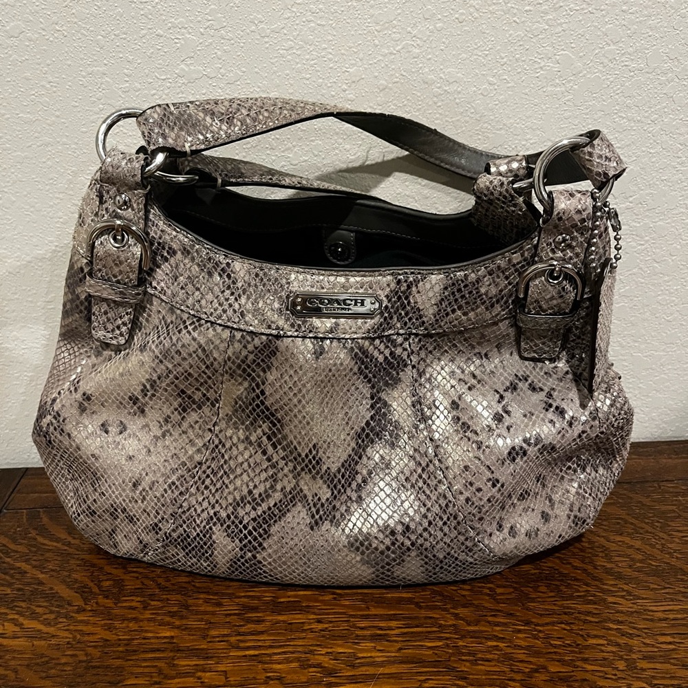 Grey snake skin Coach purse